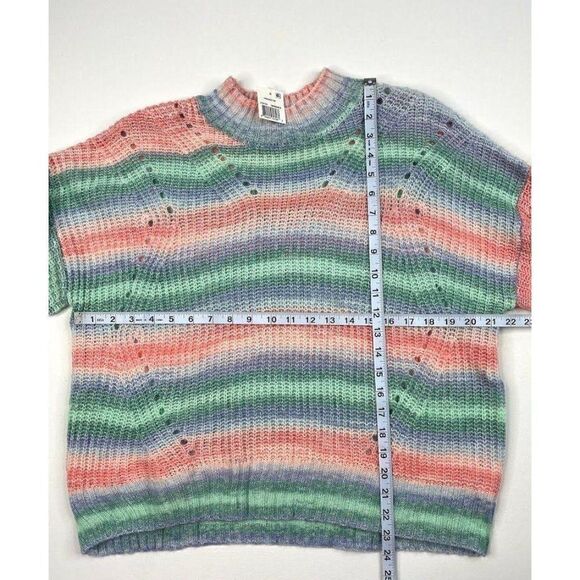 ‎Juniors Sweater Top Large Blue Pink Striped Mock - Picture 5 of 5